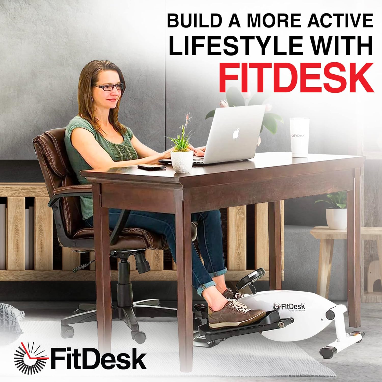 FitDesk Under Desk Bike Exercise Machine, Compact Magnetic Pedal Exerciser, Mini Elliptical, Quiet Seated Cardio Trainer for Home Office Workouts, Adjustable Resistance Bike for Desk Fitness - Image 2