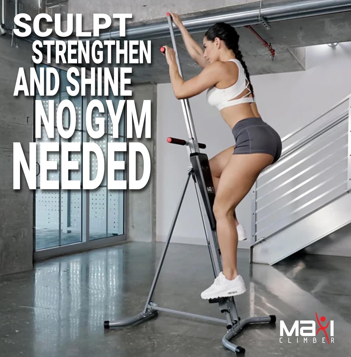 MaxiClimber 2.0 Vertical Climber ERS (Elastic Resistance System) - Easy to Assemble, Folding Exercise Machine Combines Cardio & Strength Training for a Low Impact, Full Body Workout - Free Fitness App - Image 3