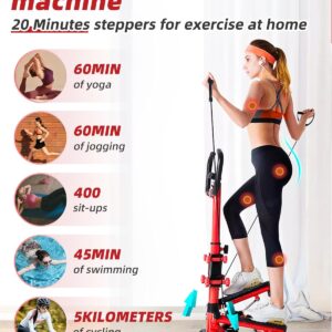 Wonderful Day Stair Steppers for Exercise at Home, Twist Stair Stepper Machine with Resistance Bands, LCD Monitor,300 lbs Loading Capacity