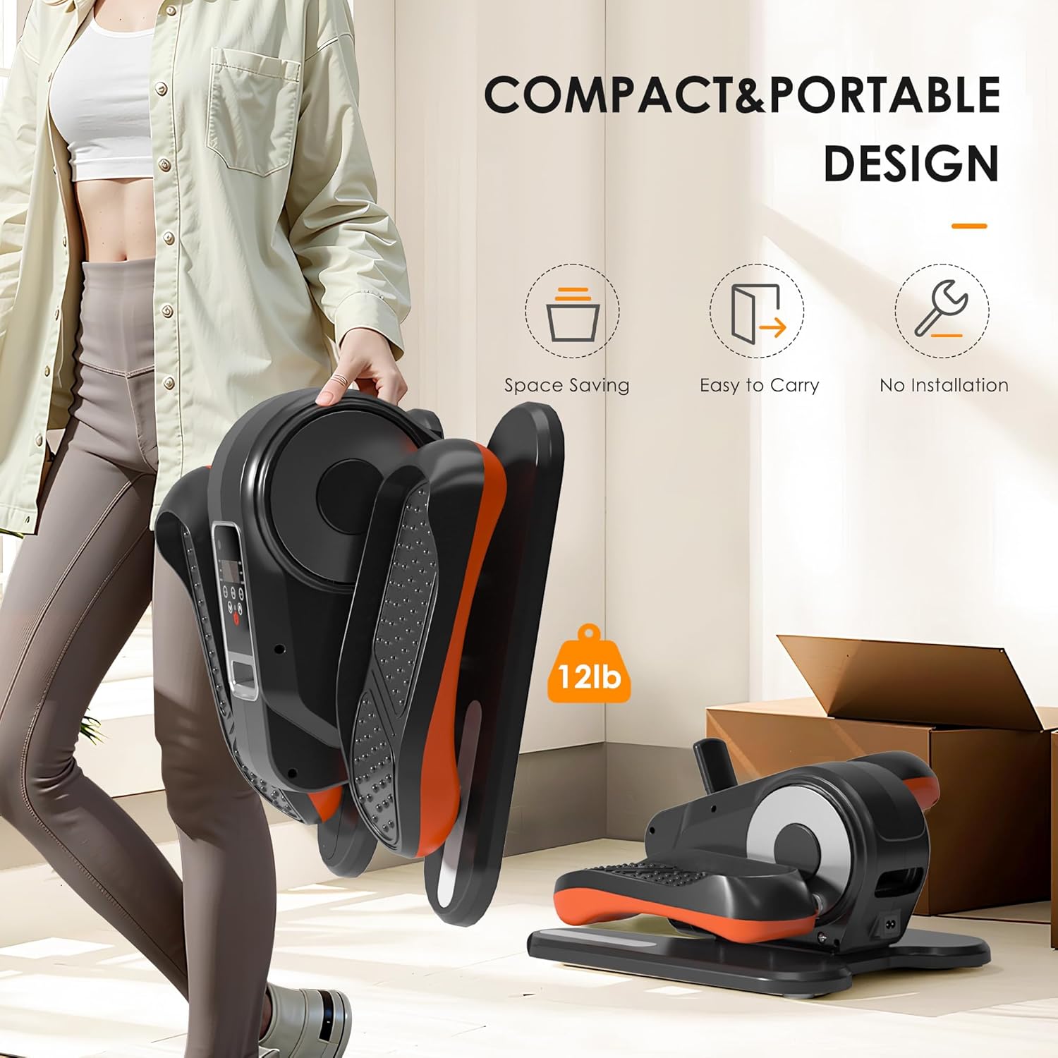 SogesGame Under Desk Elliptical Machine, Ellipse Leg Exerciser for Seniors, Portable Seated Pedal Exerciser with 12 Level Speeds, Manual & Auto Mode - Image 9