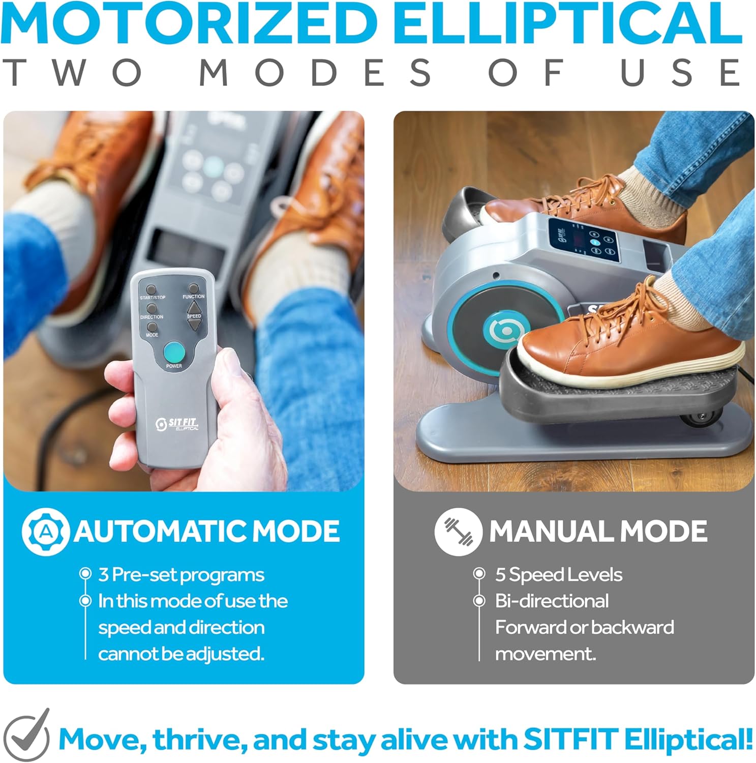 SITFIT, Sit Down and Cycle! Powered Foot Pedal Exerciser for Seniors, Under Desk Elliptical Exercise Bike, Leg Exerciser While Sitting. Peddler Exerciser Mini Bike, Portable Rehabilitation Equipment. - Image 2