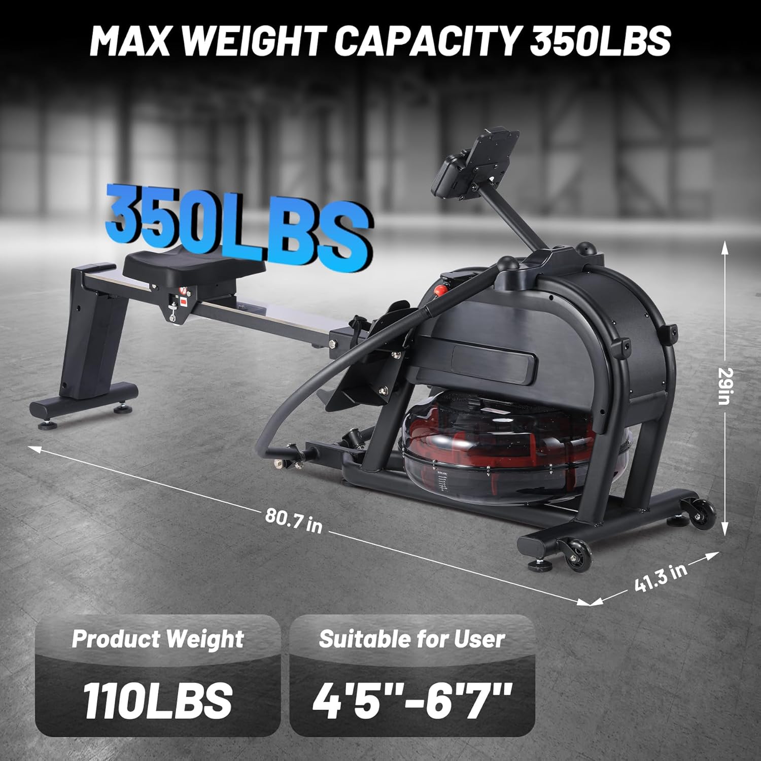 Rowing Machine, Magnetic Rowing Machine with 16 Levels of Quiet Dual Slide, Rowing Exercise Equipment for Home Use, App Compatible, 350lb Weight Capacity - Image 7