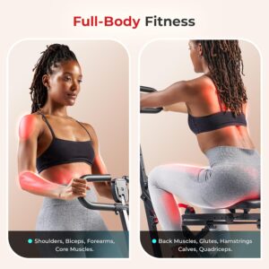 Sunny Health & Fitness Smart Upright Row-N-Ride Trainer w/Adjustable Resistance & 330LB Weight Capacity, Foldable Home Exercise Equipment for Arm, Glute & Leg Training, Free SunnyFit App Connection