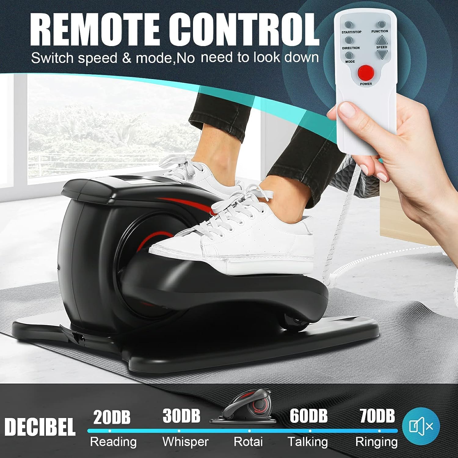 ANCHEER Under Desk Elliptical Machine - Quiet Pedal Exerciser for Seniors, Office & Home, Low-Impact Seated Leg Workout Equipment, Smart LCD Display, Remote Control - Image 5