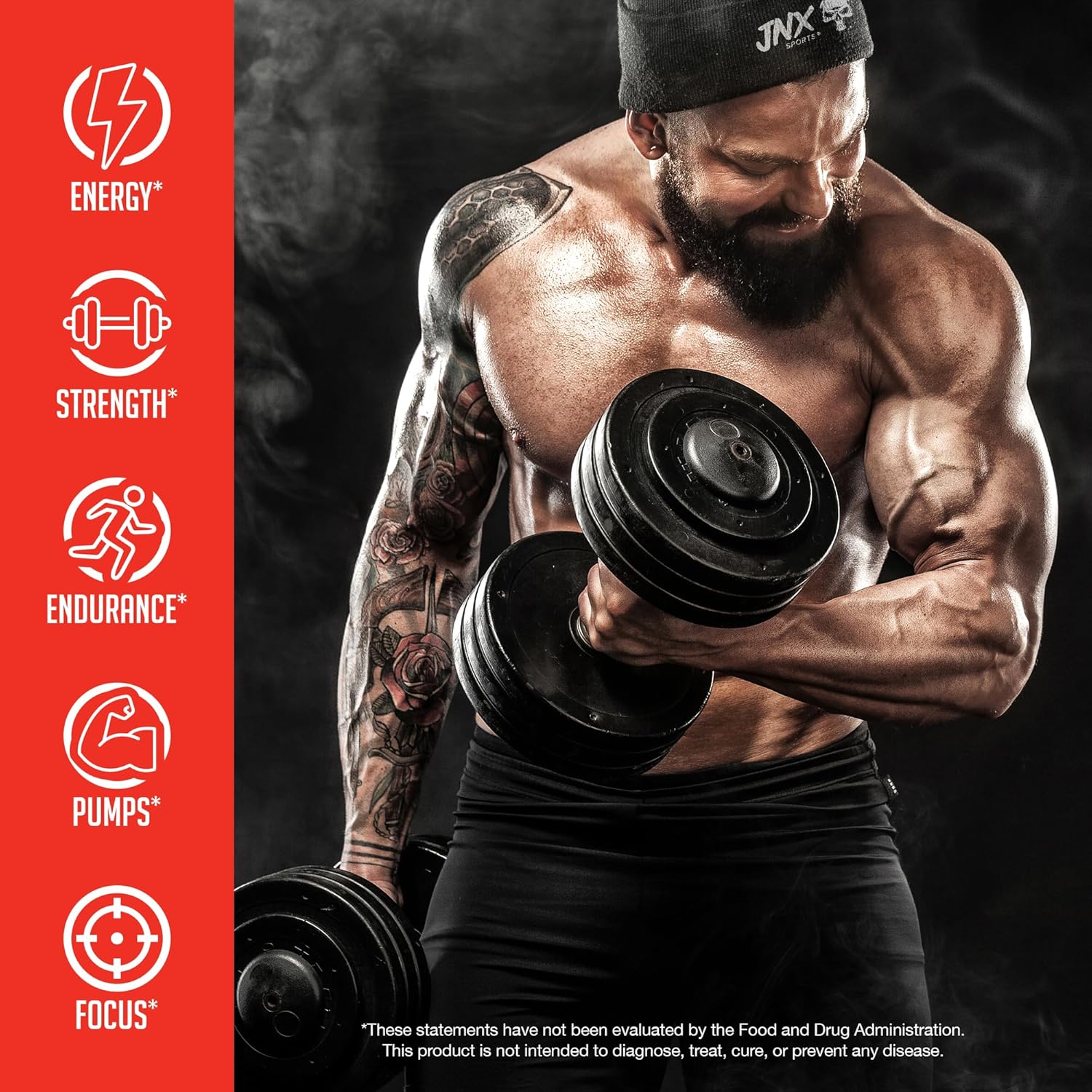 JNX SPORTS The Curse! Pre Workout Powder for Men & Women, Caffeine, Beta-Alanine, Creatine, L-Citrulline, 30 Servings, Blue Raspberry Flavor – Boost Energy, Strength & Focus - Image 3