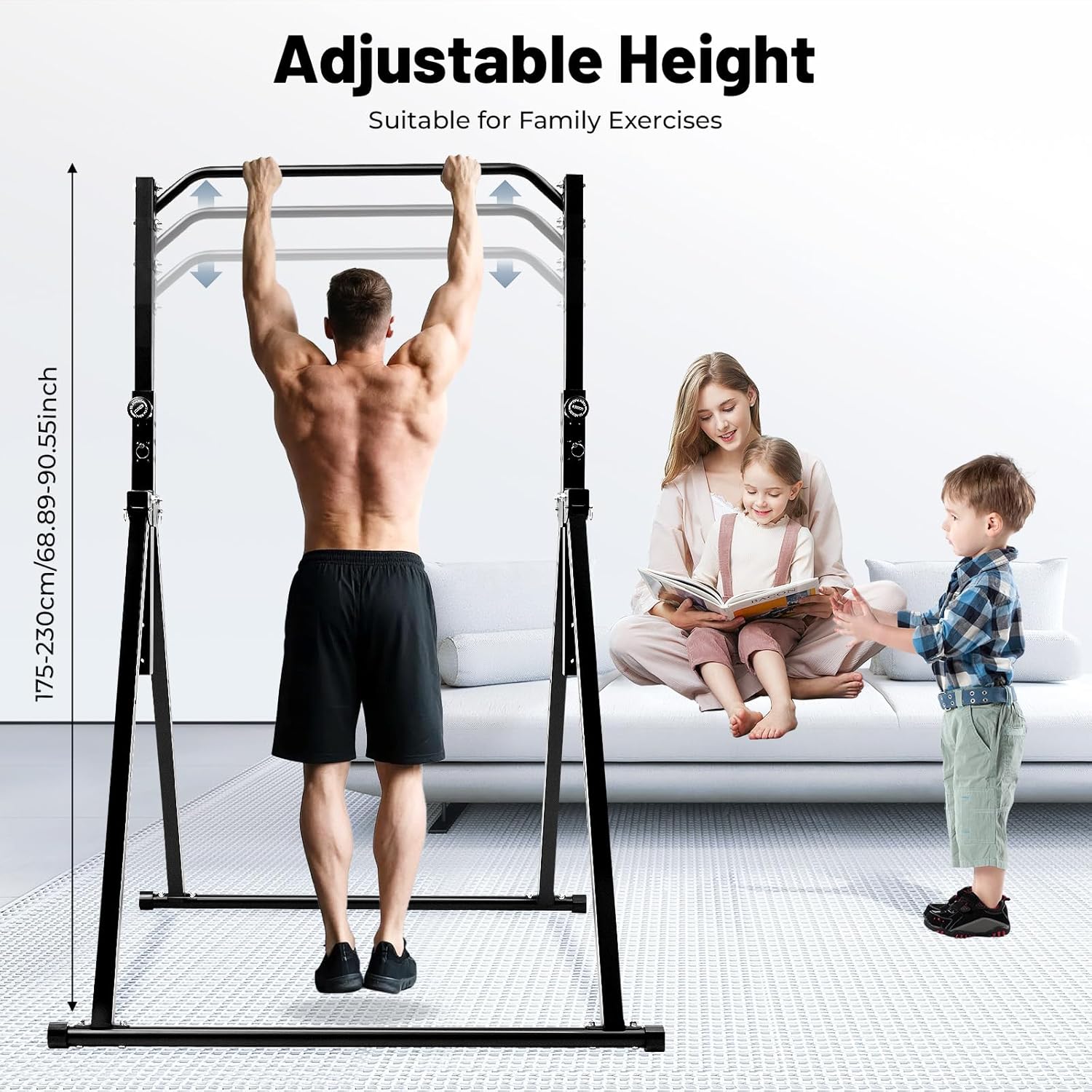Triangular Pull Up Station, Carbon Steel Pull Up Bar for Home Gym Strength Training Equipment, 440.92 lbs 4.36 * 3.81 ft Adjustable Height Home Pull Up Bar (Free Standing) - Image 6