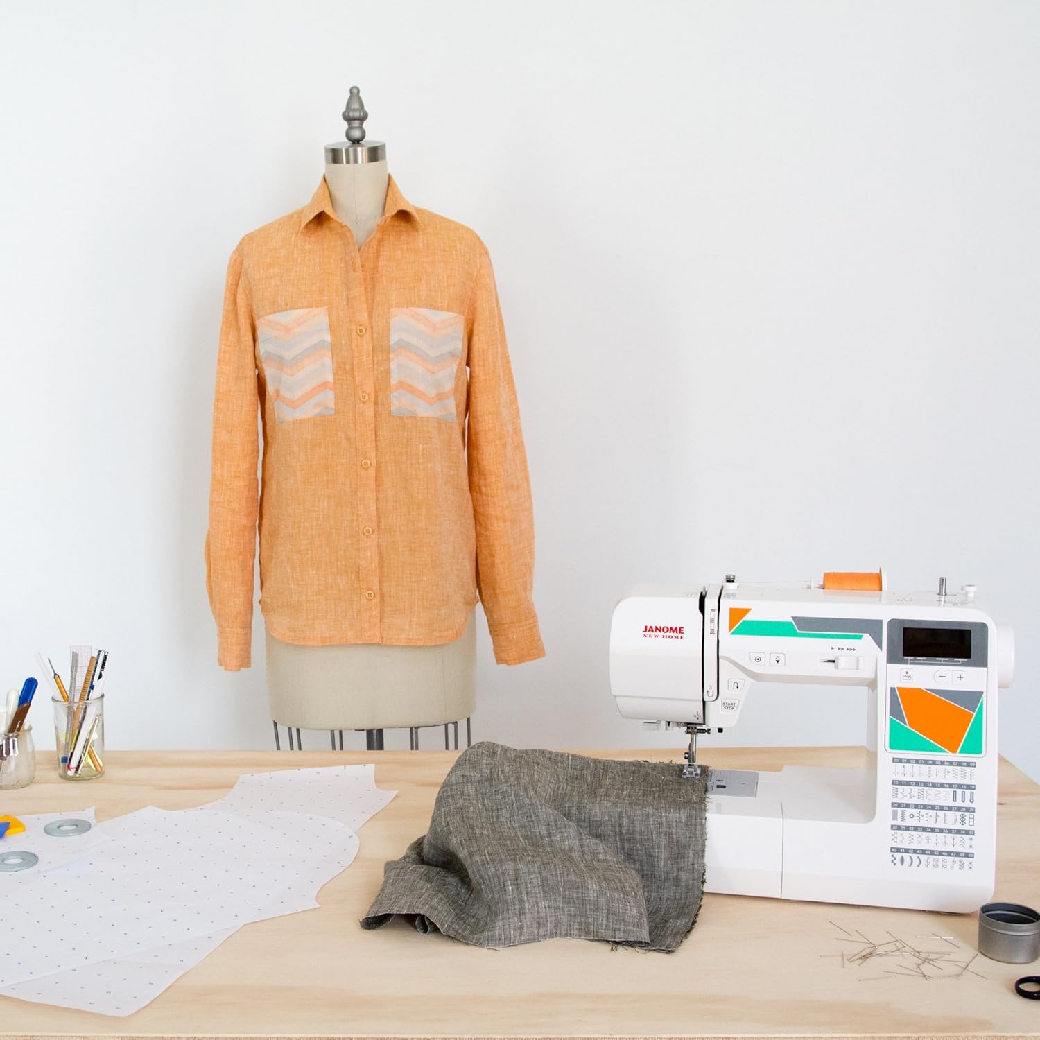 Janome MOD-50 Computerized Sewing Machine with 50 Built-In Stitches, 3 One-Step Buttonholes, Drop Feed and Accessories Red - Image 9