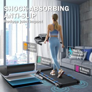 COZYINN Foldable Treadmill with Incline for Home Small – 350 lb Capacity, 3.0HP Quiet Folding Treadmill with Pulse Sensor and Bluetooth Speaker, App/Voice Control, 3 Level Incline, 7.6 MPH