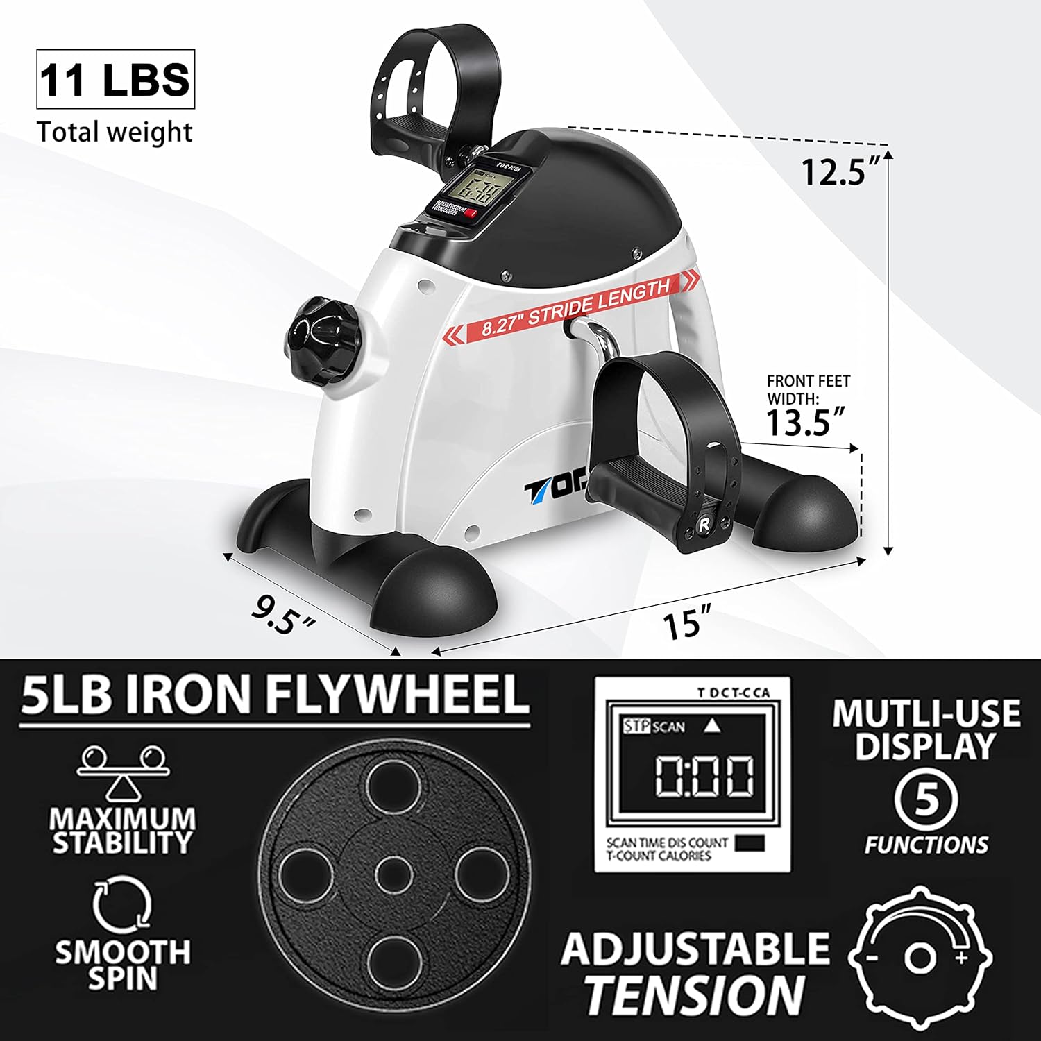 Mini Exercise Bike TODO Pedal Exerciser Foot Peddler Portable Therapy Bicycle with Digital Monitor - Image 2