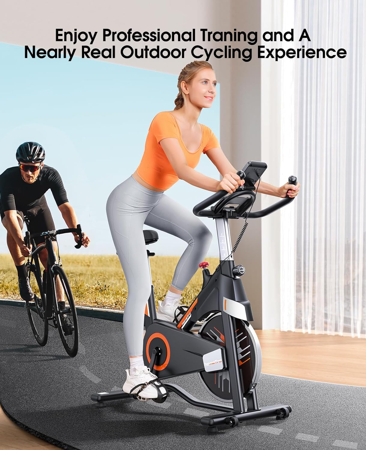 Stationary Exercise Bikes for Home, Magnetic Resistance,330 LBS Maximum Capacity, Quiet and Stable Indoor Cycle Bikes, Adjustable Digital Monitor & Phone Bracket & Comfortable Seat for Home - Image 7