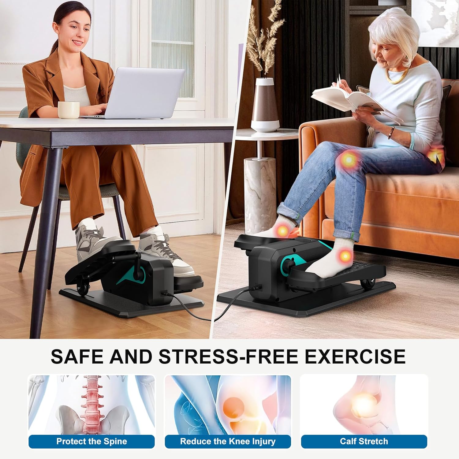VIVURN-018 Under Desk Elliptical 5 Mode 12 Speed Low Impact Mini Electric Leg Exerciser As Seen on TV While Sitting for Seniors with Non-Slip Mat Quiet&Portable Seated Elliptical for Home and Office - Image 5