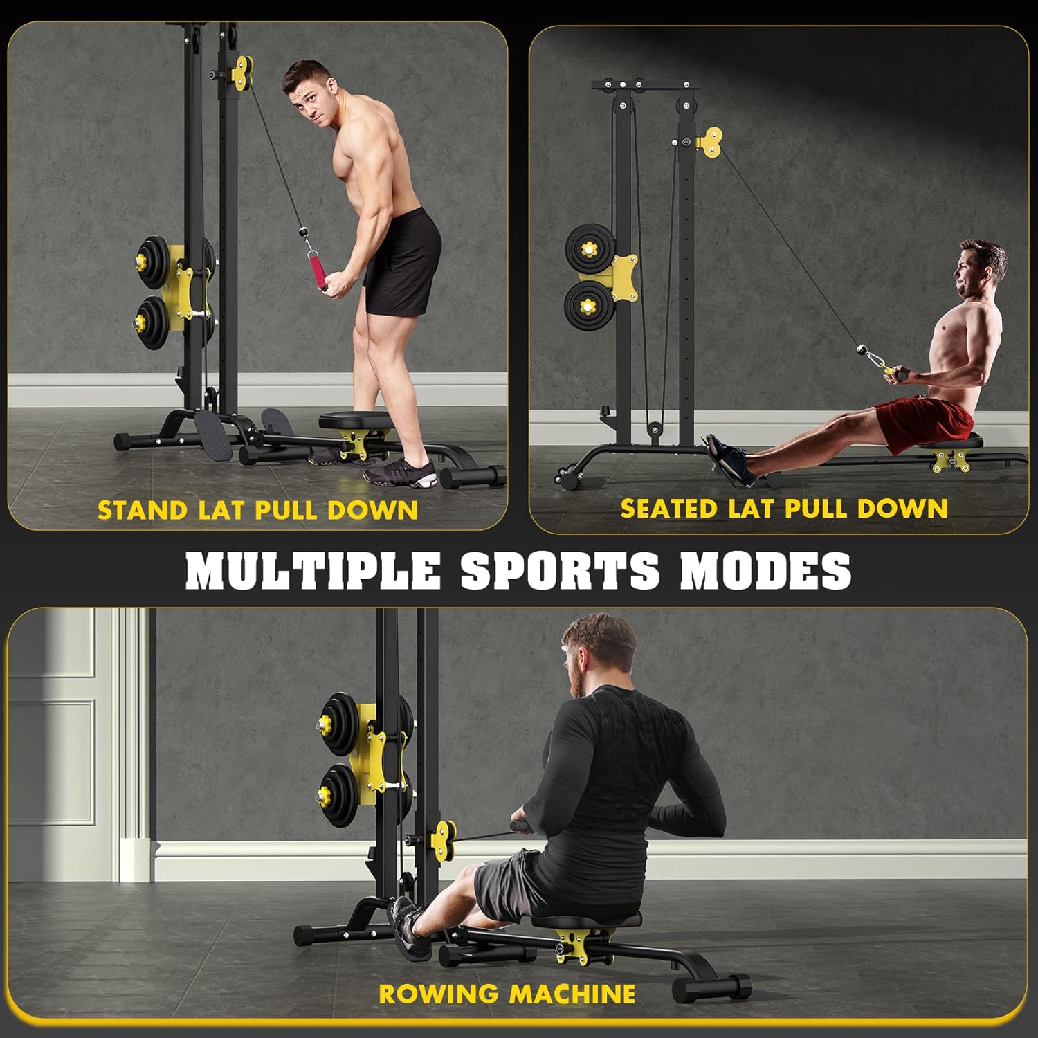 Multi-Functional Cable Station LAT Pull Down Machine Low Row Cable & Rowing Machine Workout Combo for Home Gym - Image 3