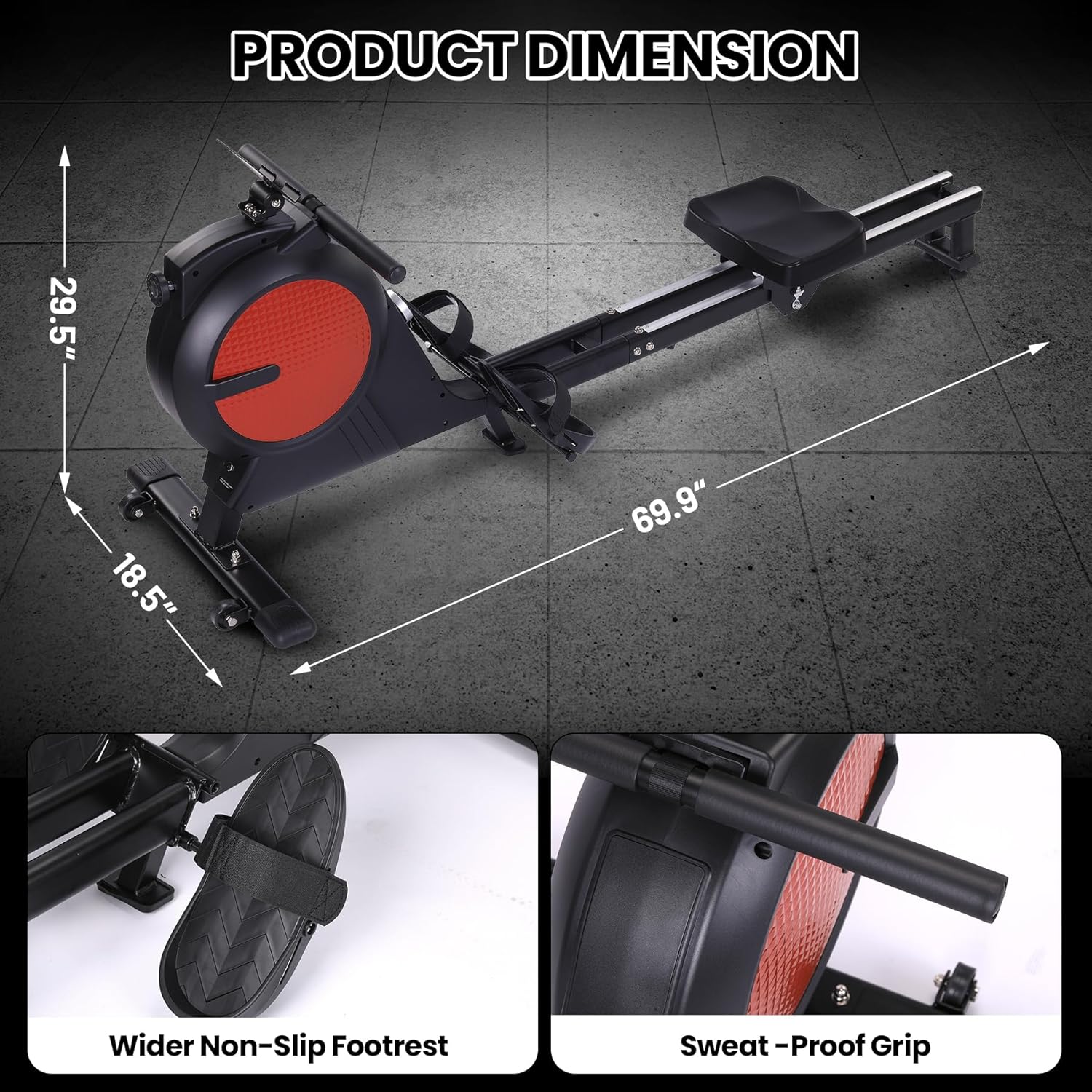 Magnetic Rowing Machine for Home with 350lb Weight Capacity, 14/32 Level Magnetic Resistance, Foldable & Compact Rower Machine, Exercise Equipment for Home Gym, Row Machine Movable - Image 7