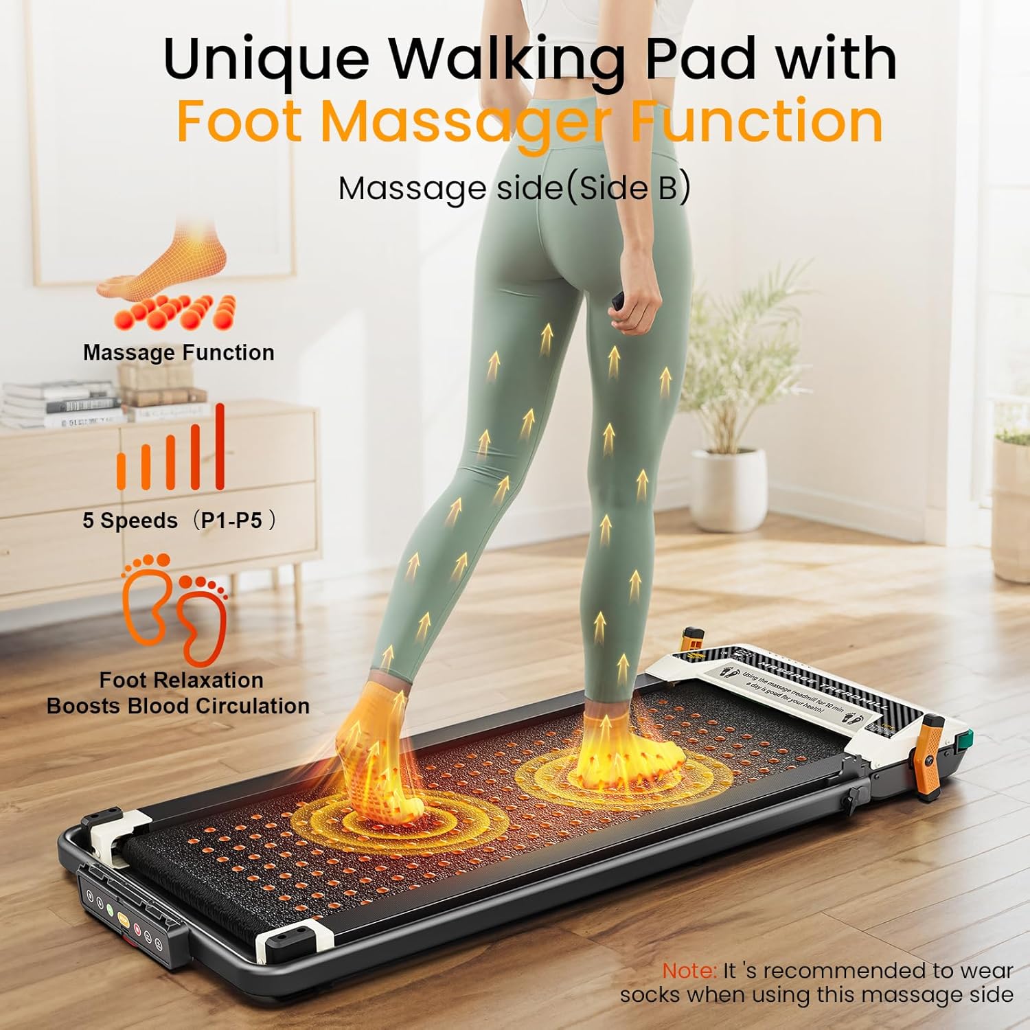 Walking Pad with Incline - Dual-Sided 2 in 1 Under Desk Treadmill with Shiatsu Foot Massager, 330LBs Walking Pad Treadmills for Home and Office, LED Display and Remote Control - Image 3