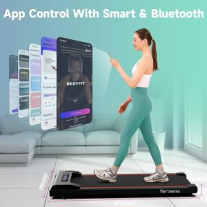 Walking Pad Under Desk Treadmill, Portable Small Treadmills for Home and Office, 2.5HP Ultra Quiet Brushless Motorized Walking Jogging Running Machine with Remote Control& App Control