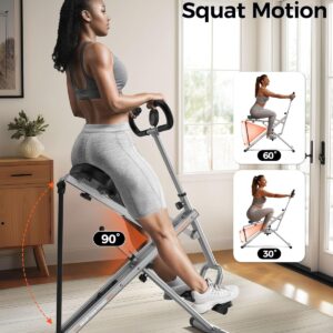 Sportsroyals Squat Machine for Home,Ride & Rowing Machine for Glutes Butt Thighs,Ab Back/Leg Press,Foldable & Easy Setup Exercise Equipment w/Adjustable Resistance,350lbs Capacity