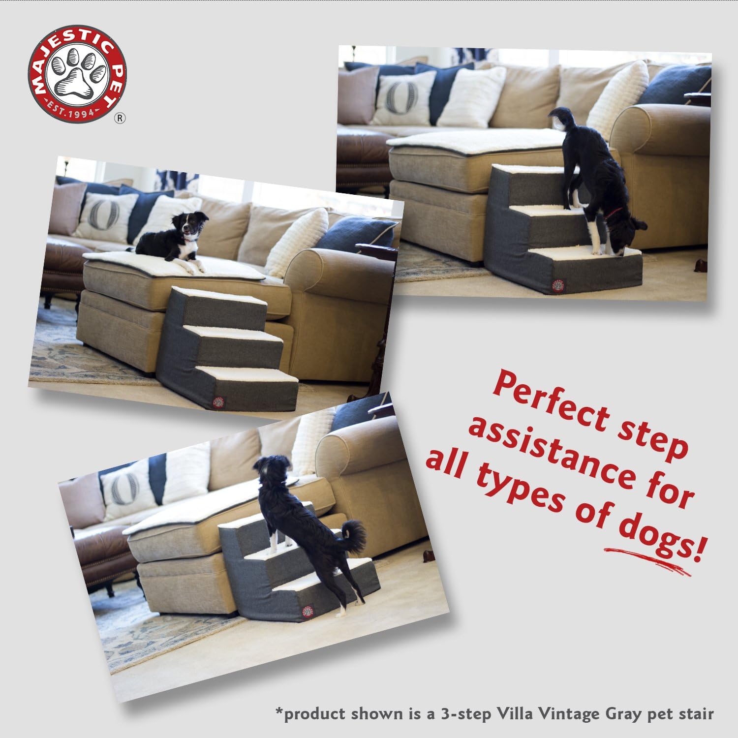 Majestic Pet 3 Step Portable Dog Stairs for Small Dogs to get on Bed Supports 250 lbs or Less – Dog Steps for High Bed with Machine Washable Cover –Pet Stairs for Cats Towers Orange - Image 5