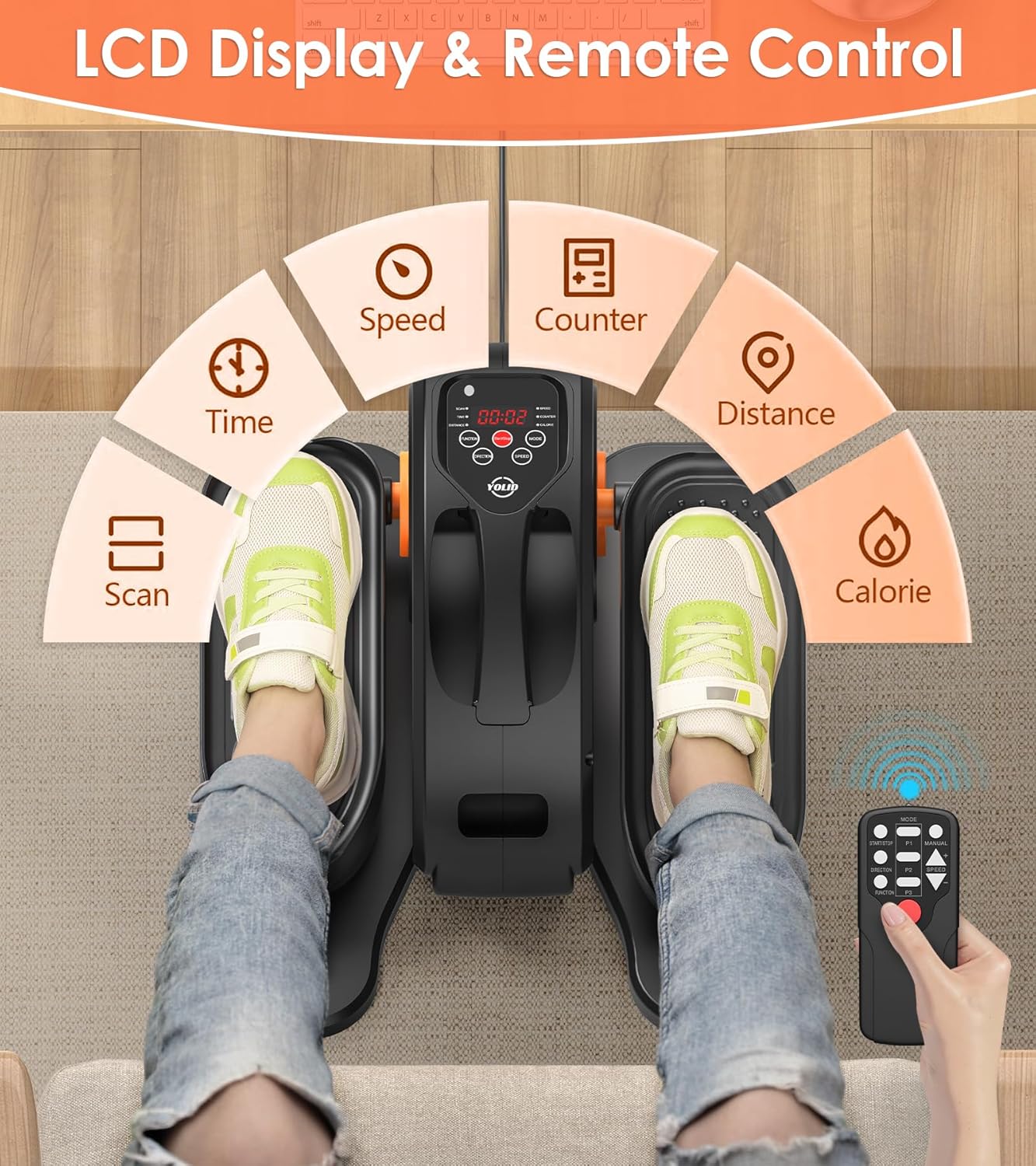 2025 New Under Desk Elliptical Machine,Portable Seated Pedal Exercise Machine for Seniors,Mini Ellipse Leg Exerciser with 12 Adjustable Speeds&Remote Control,Quiet&Compact for Home Office - Image 4