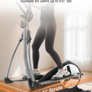 ECHANFIT Elliptical Exercise Machine, Hyper-Quiet Magnetic Elliptical Machine for Home, Elliptical Training Machines with 16 Resistance Levels, App Bluetooth, LCD Monitor, Pulse Sensor, Device Mount