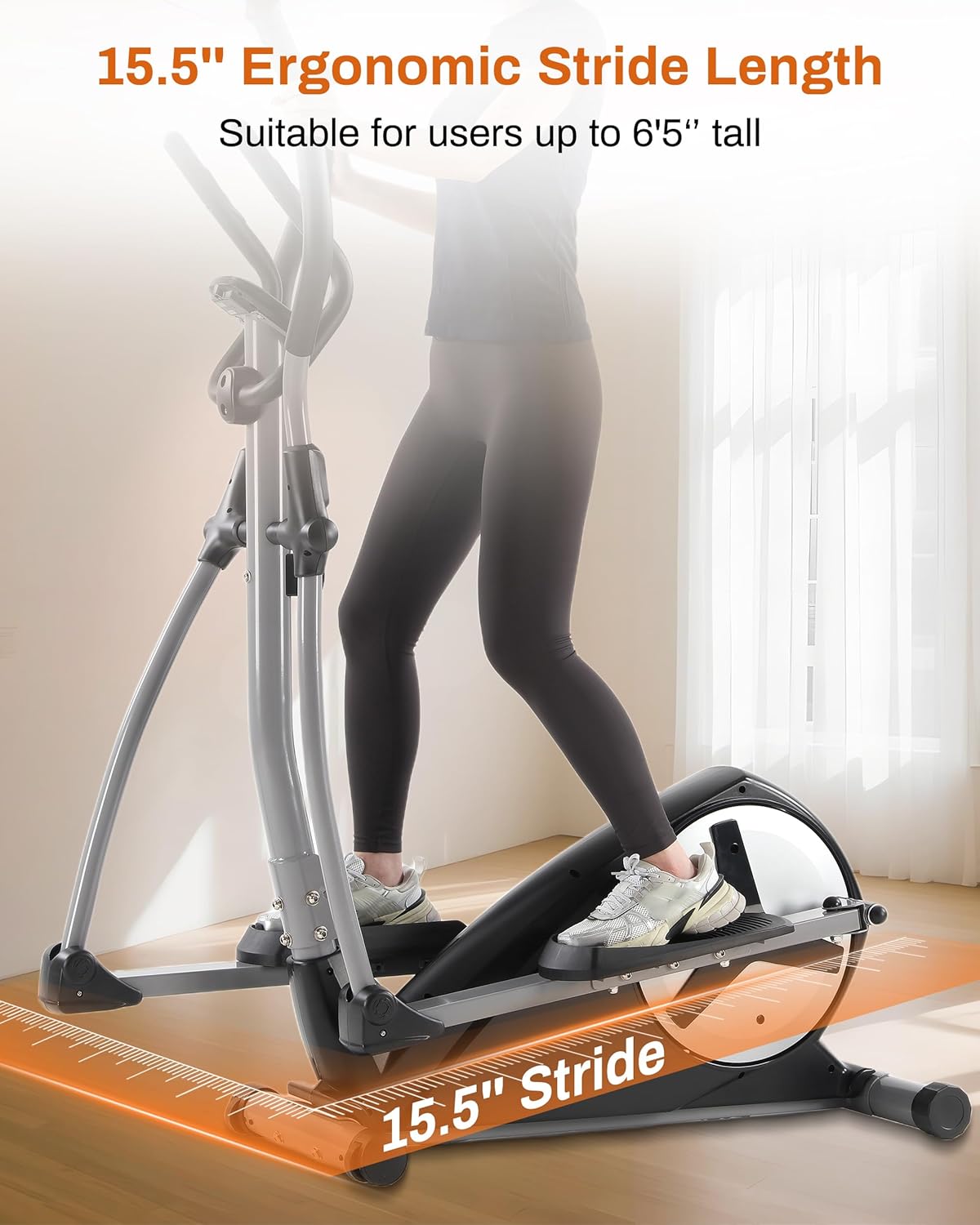 ECHANFIT Elliptical Exercise Machine, Hyper-Quiet Magnetic Elliptical Machine for Home, Elliptical Training Machines with 16 Resistance Levels, App Bluetooth, LCD Monitor, Pulse Sensor, Device Mount - Image 2