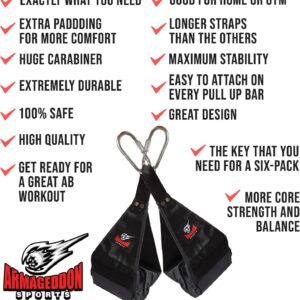 Premium Ab Slings Straps – Rip-Resistant Heavy Duty Pair for Pull Up Bar Hanging Leg Raiser Fitness – Ab Exercise Equipment, Superb Arm Padding for Abdominal Training Workout Equipment
