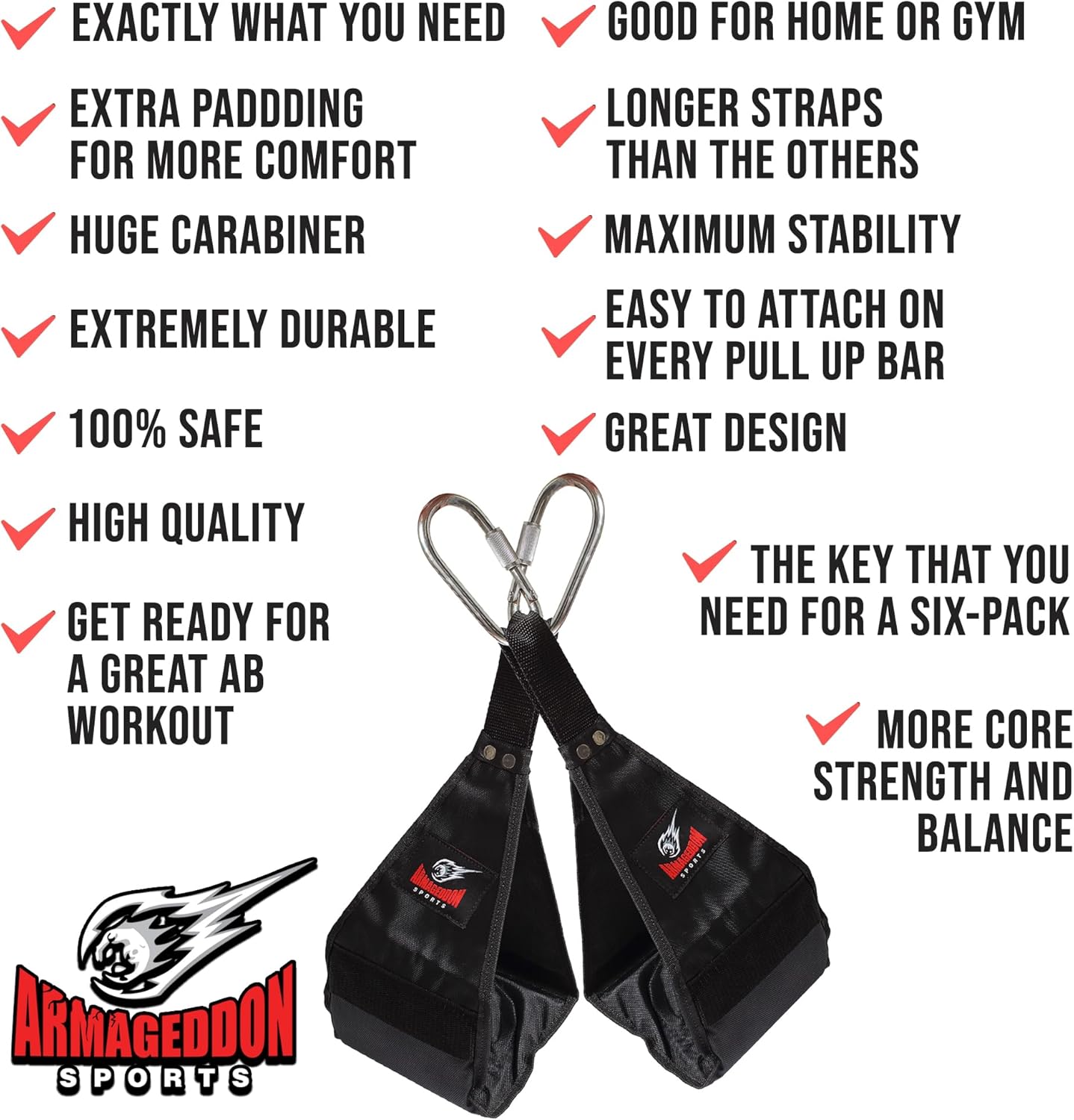 Premium Ab Slings Straps - Rip-Resistant Heavy Duty Pair for Pull Up Bar Hanging Leg Raiser Fitness - Ab Exercise Equipment, Superb Arm Padding for Abdominal Training Workout Equipment - Image 2