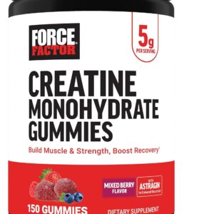 Force Factor Creatine Monohydrate Gummies, 5g Dose for Men & Women to Support Muscle, Strength, Recovery, Cognitive Health & Memory, Mixed Berry, 150 Gummies