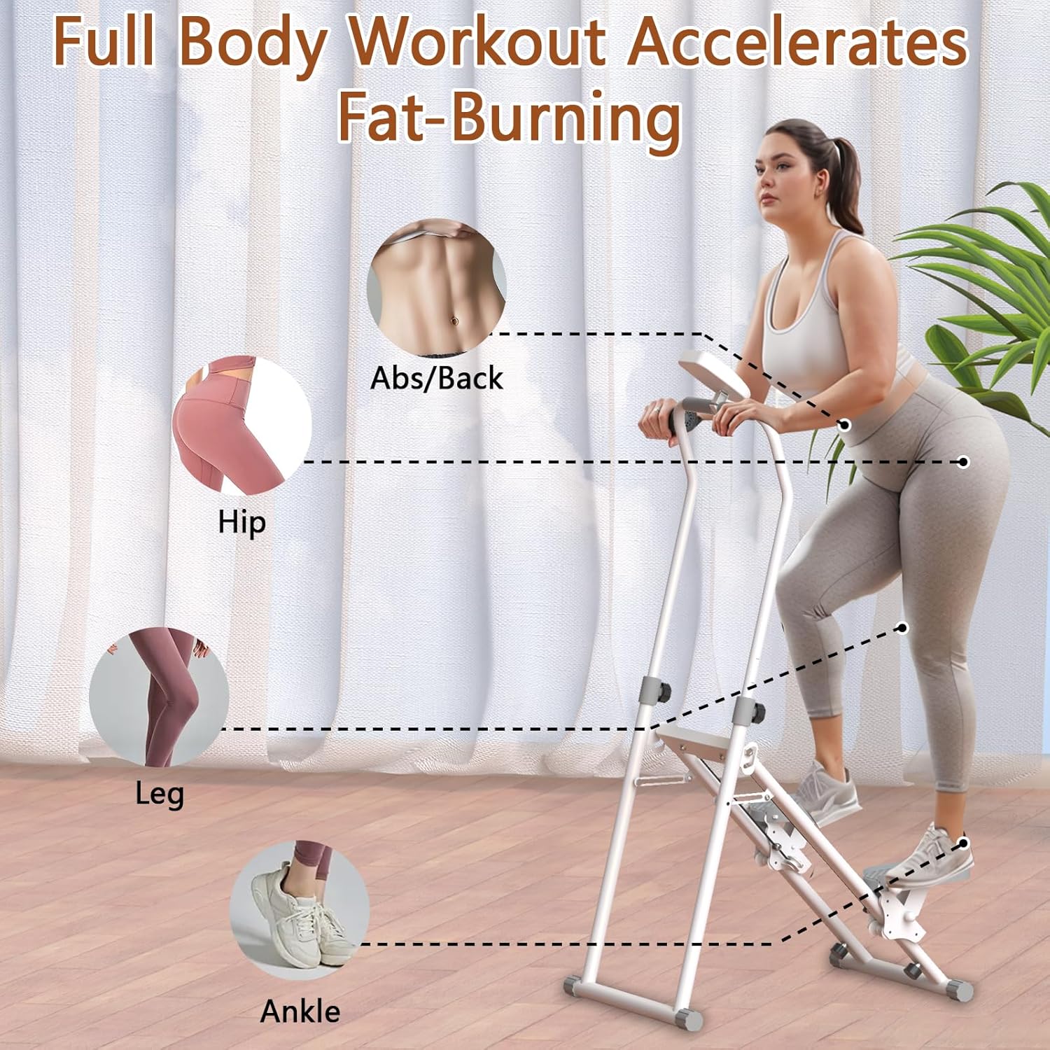 Foldable Stair Stepper for Home Gym Exercise, Vertical Stair Climber Exercise Machine, Compact Full Body Cardio Workout Equipment with Adjustable Handle Bar & Pedals - Image 4