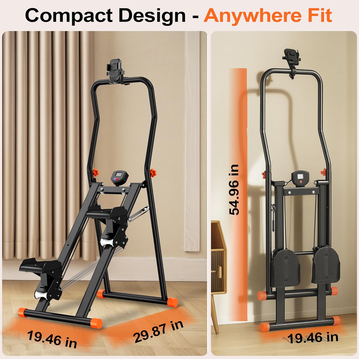 EPHESPORT 2.0 Stair Stepper for Home Gym, 3-Level Adjustable Resistance Vertical Climber Machine, Full-Body Cardio Workout Equipment with Adjustable Handlebar & Pedals, 90% Pre-Assembled Stair Climber - Image 6