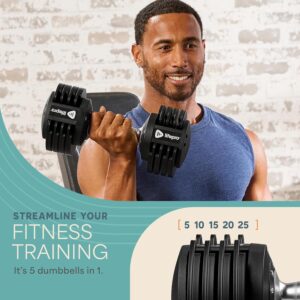 Lifepro Adjustable Dumbbells – 25lb Pair or 90lb Single, Quick-Select Hand Weights for Men/Women – Space Saving Exercise Fitness Dumbbells for Home Gym Strength & Weight Training