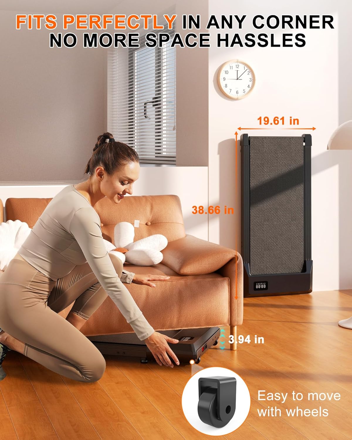 SupeRun Walking Pad, Under Desk Treadmill, 3 in 1 Portable Treadmill with Remote Control LED Display, 2.5 HP Quiet Walking Jogging Machine for Office Home Use, 250 Lbs Capacity - Image 7