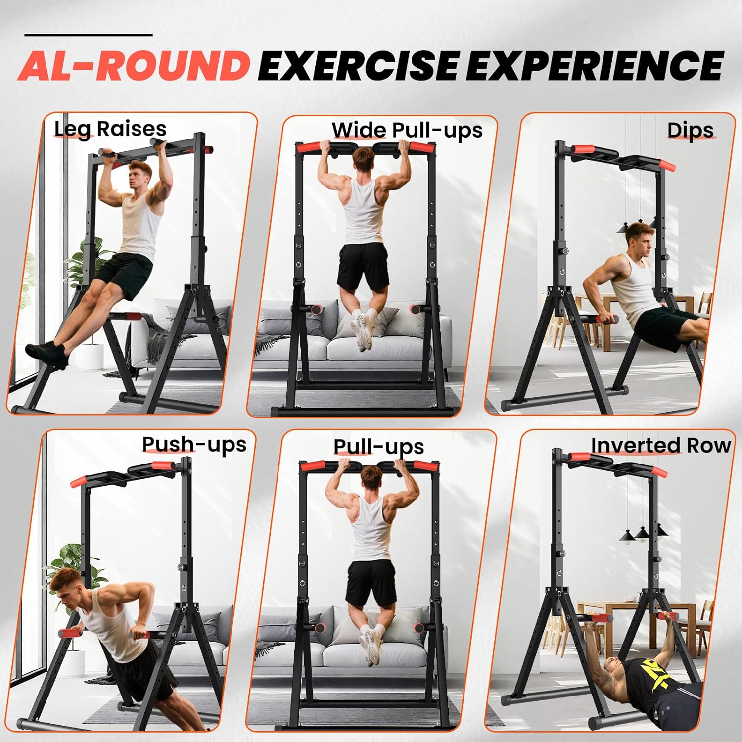 DOBESTS Foldable Power Tower Pull Up Bar Dip Station Adjustable Multifunction Workout Pull Up Tower Station Gym Strength Training Equipment for Home Outdoor, Triangular Legs, Support 700lbs - Image 6