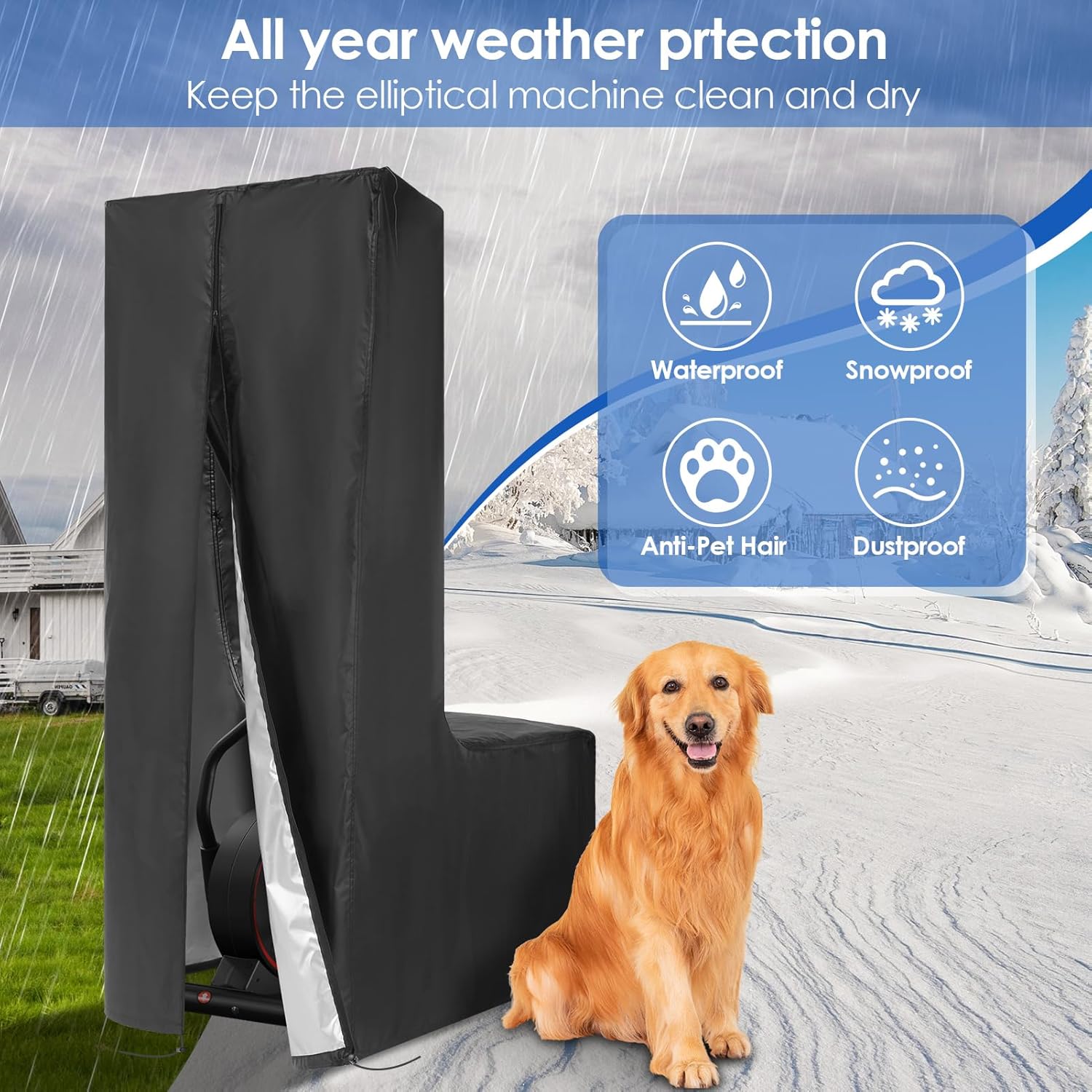 ANCHEER Universal Fitness Equipment Protective Cover - Dust-Proof, Waterproof & Heavy-Duty Shield for Home & Outdoor Use (Elliptical Machines, Treadmills, Bikes & More) - Image 5