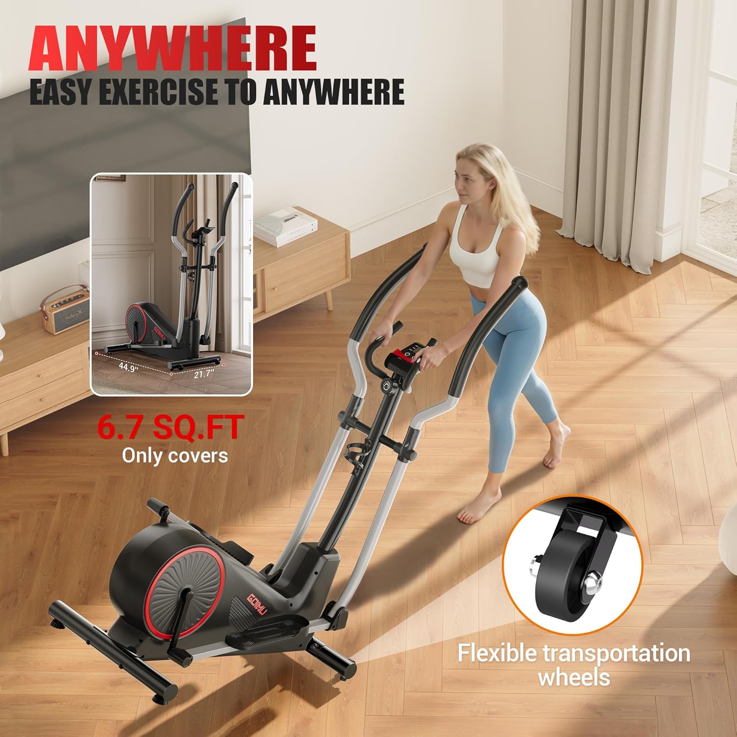 Elliptical Machine, Elliptical Exercise Machine for Home with Hyper-Quiet Magnetic Driving System, Elliptical Trainer with 15.5IN Stride, 350LBS Loading Capacity - Image 6