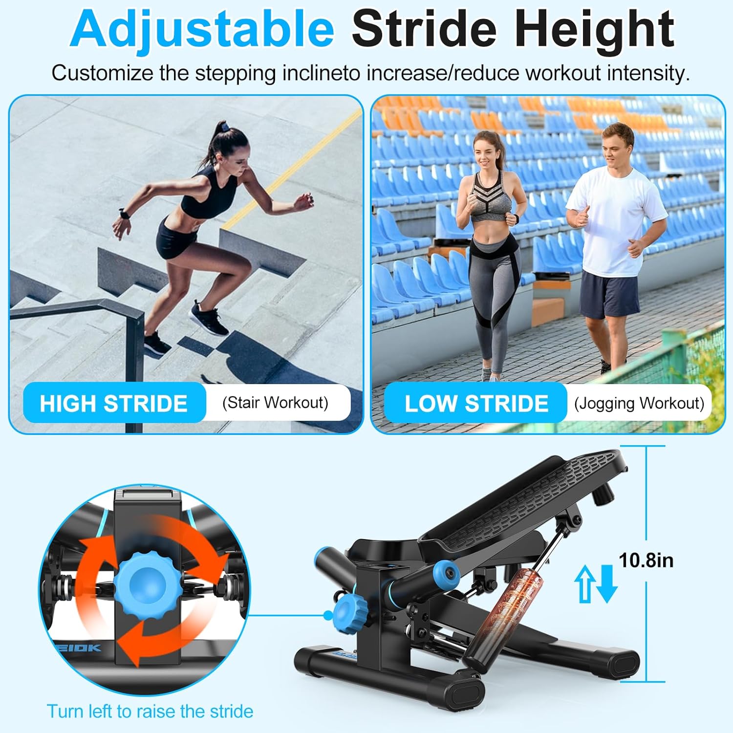 Steppers for Exercise at Home, Twist Stepper with 350LBS Loading Capacity, Mini Stepper with Resistance Bands, Hydraulic Fitness Stair Stepper for Home with LCD Monitor - Image 5