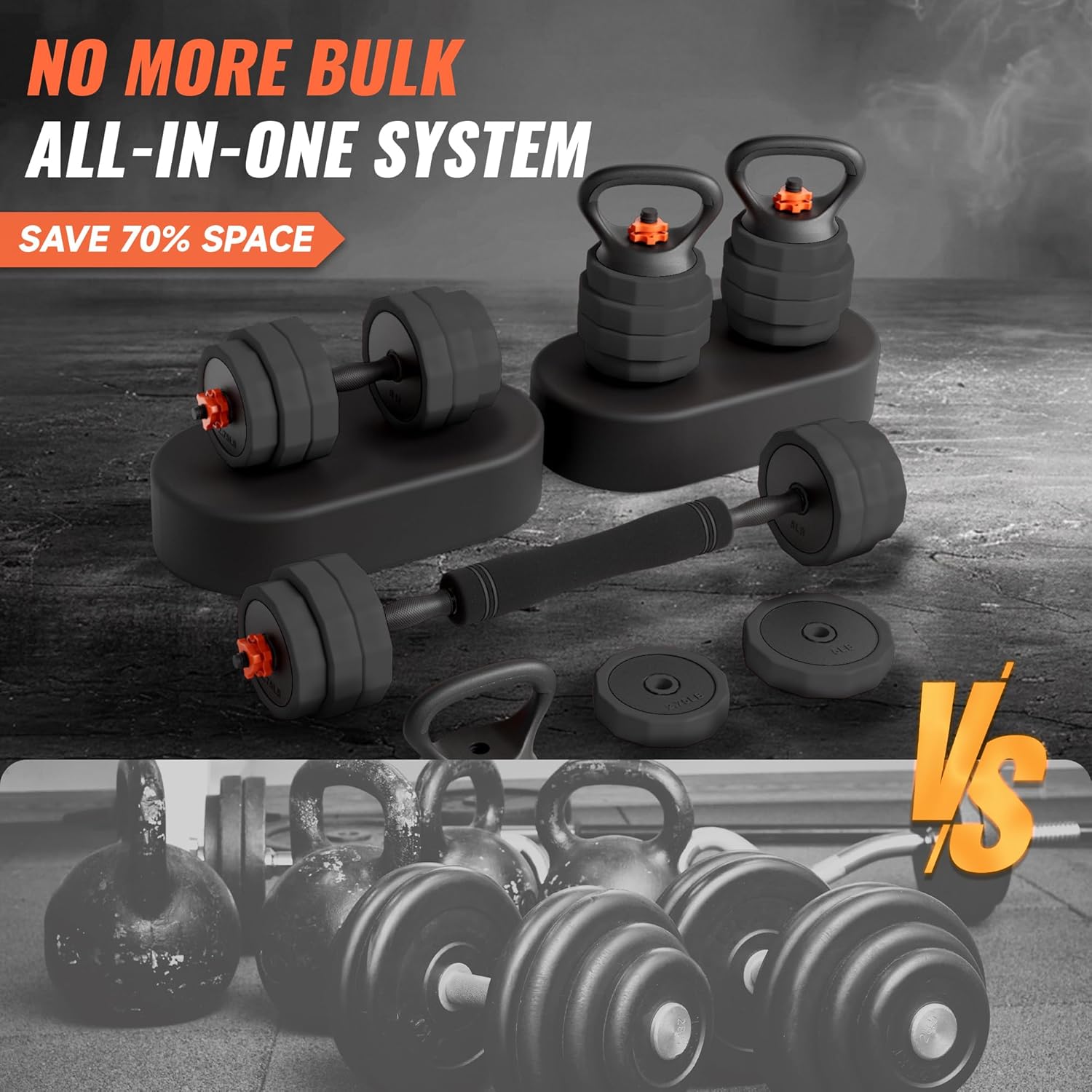 Adjustable Dumbbell Set (25/45/65lb) | Double Reinforced Locking | 5-in-1 Free Gym Weights Used as Barbell, Kettlebells, Push up Stand for Home Men Women - Image 5