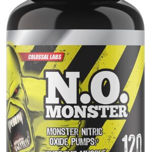 N.O. Monster Nitric Oxide Booster with L-Arginine – Extreme Pumps for Strength, Muscle Growth, Pre-Workout Support – Boost Energy, Stamina & Endurance – 120 Capsules, Made in The USA