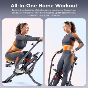 Sunny Health & Fitness Compact Full-Motion Rowing Machine w/Adjustable Resistance, Low-Impact Full-Body Workout Rower w/Long Slide Rail, Space-Saving Design, Optional Free SunnyFit App Connection