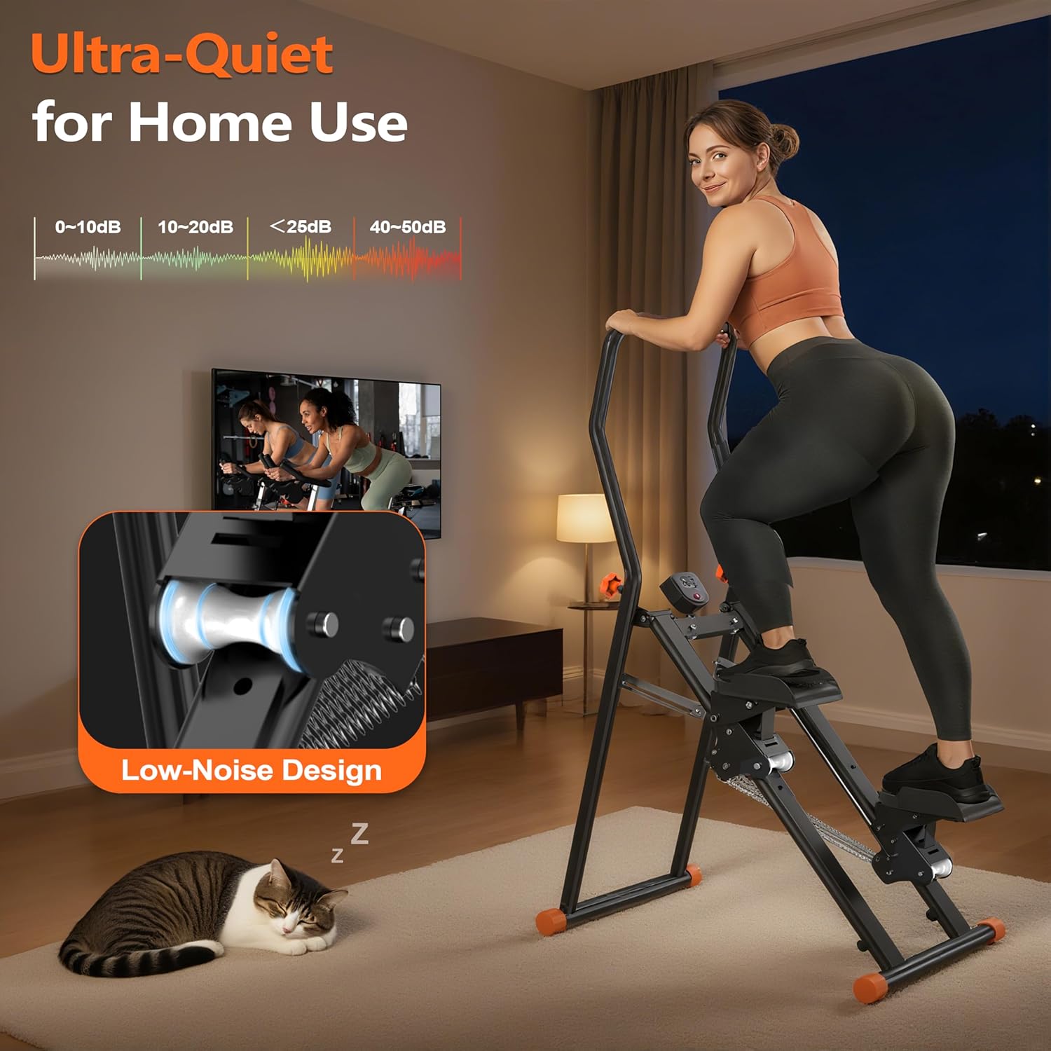 EPHESPORT 2.0 Stair Stepper for Home Gym, 3-Level Adjustable Resistance Vertical Climber Machine, Full-Body Cardio Workout Equipment with Adjustable Handlebar & Pedals, 90% Pre-Assembled Stair Climber - Image 5