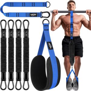 Pull Up Assistance Bands Set, Heavy Duty Adjustable Pull Up Assist Band with Feet Rest, Strength Training Bands for Home Gym Fitness, Pull-Up Bar, Calisthenics and Body Stretching