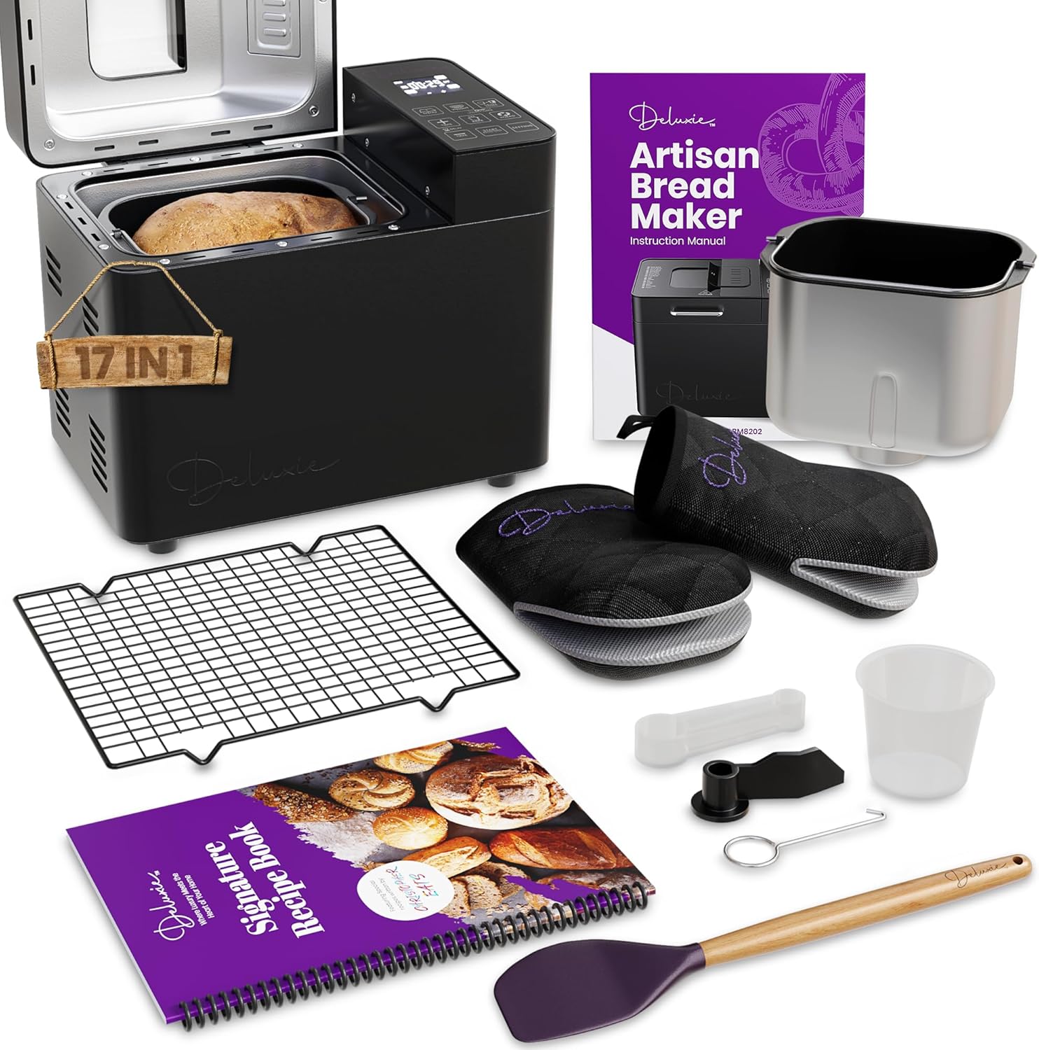 2LB Sourdough Bread Maker Machine for Home Bakery - 17 Program Gluten Free Bread Machine Maker with 15H Timer, 3 Loaf/Crust Sizes, Nut Dispenser - Aluminum Breadmaker Machines w/Recipe Book - Image 2