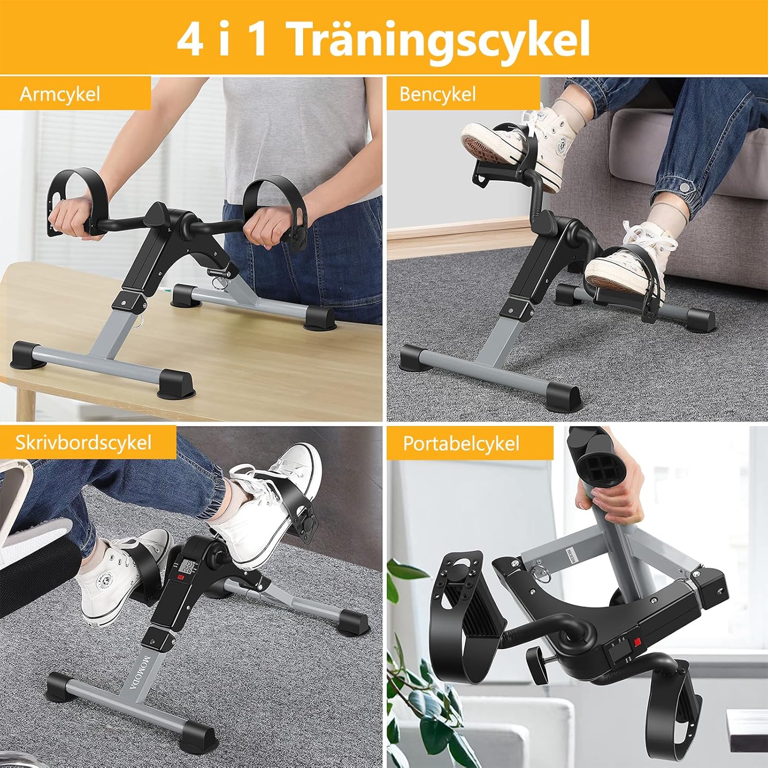 MOMODA Under Desk Pedal Exerciser Mini Bike for Leg/Arm - Foldable Peddler With LCD Display for Home/Office - Image 6
