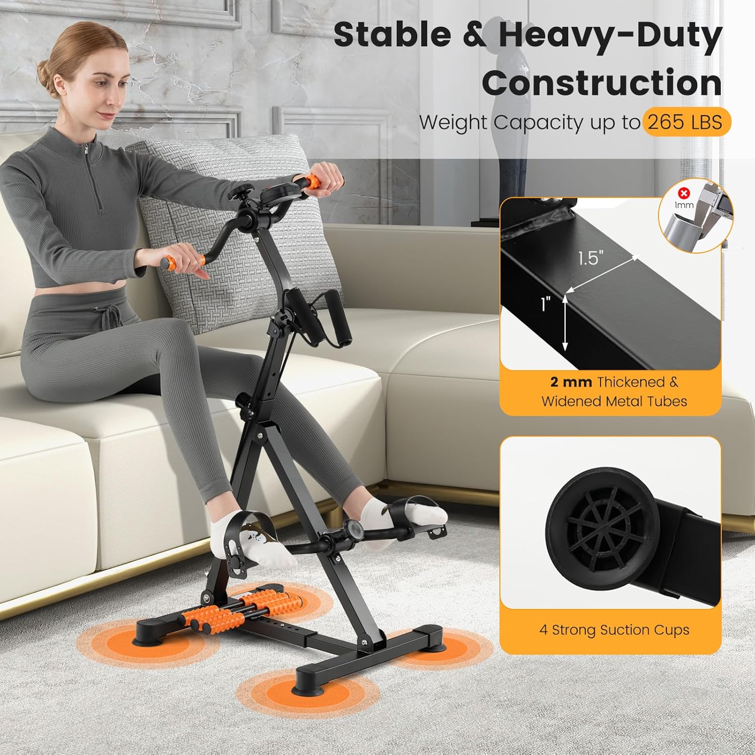 GYMAX Pedal Exercise Bike for Seniors, Hand Arm Leg and Knee Fitness Machine with Massage, LCD Monitor, Adjustable Height and Length for Total Body, Home Exercise Equipment for Elderly - Image 8