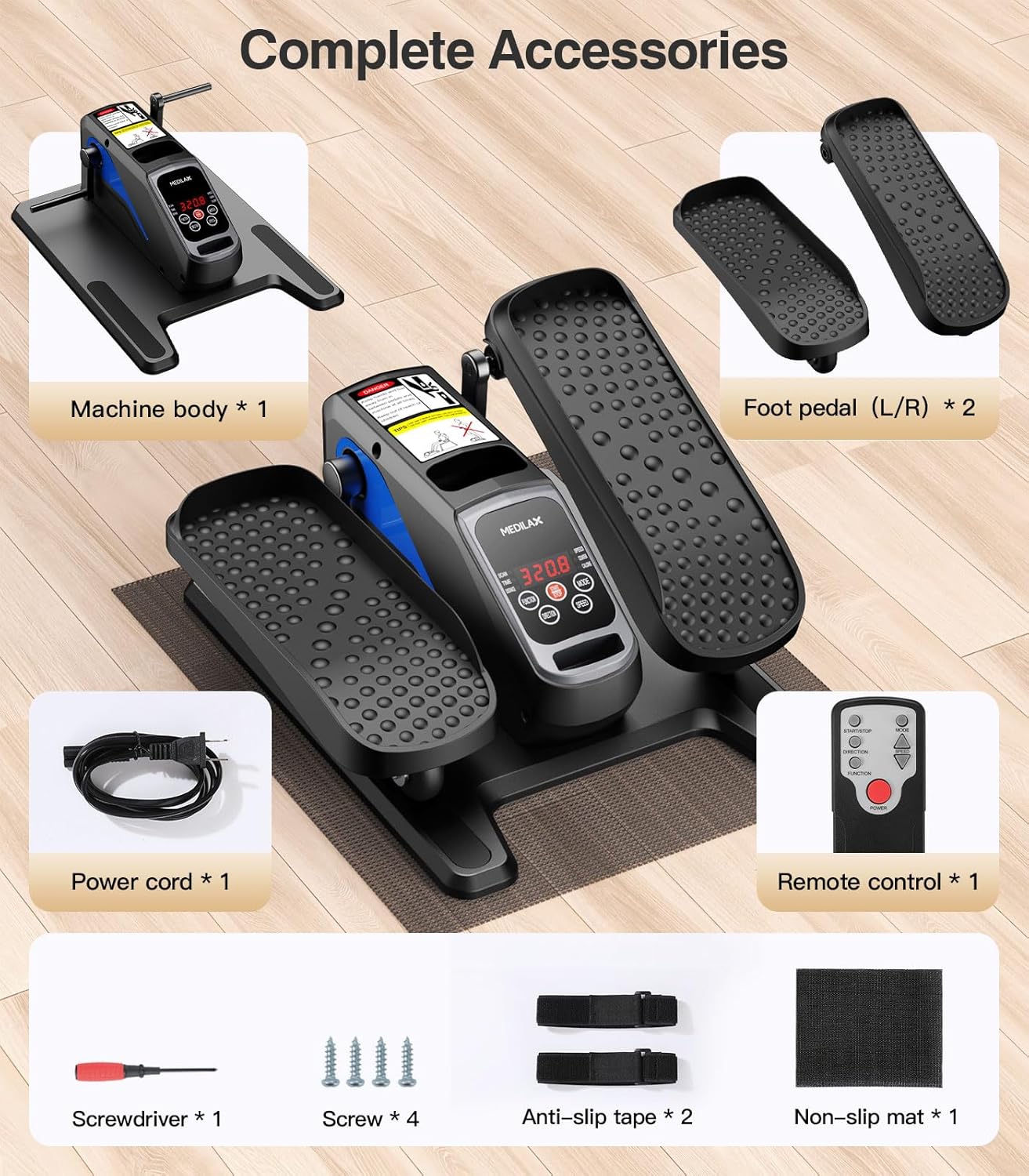 Portable Under Desk Elliptical Machine with Wireless Remote, 12 Manual & 3 Automatic Speeds, Pedal Ellipse Leg Exerciser,Leg Exerciser While Sitting for Seniors, Adults, Home, Office - Image 7