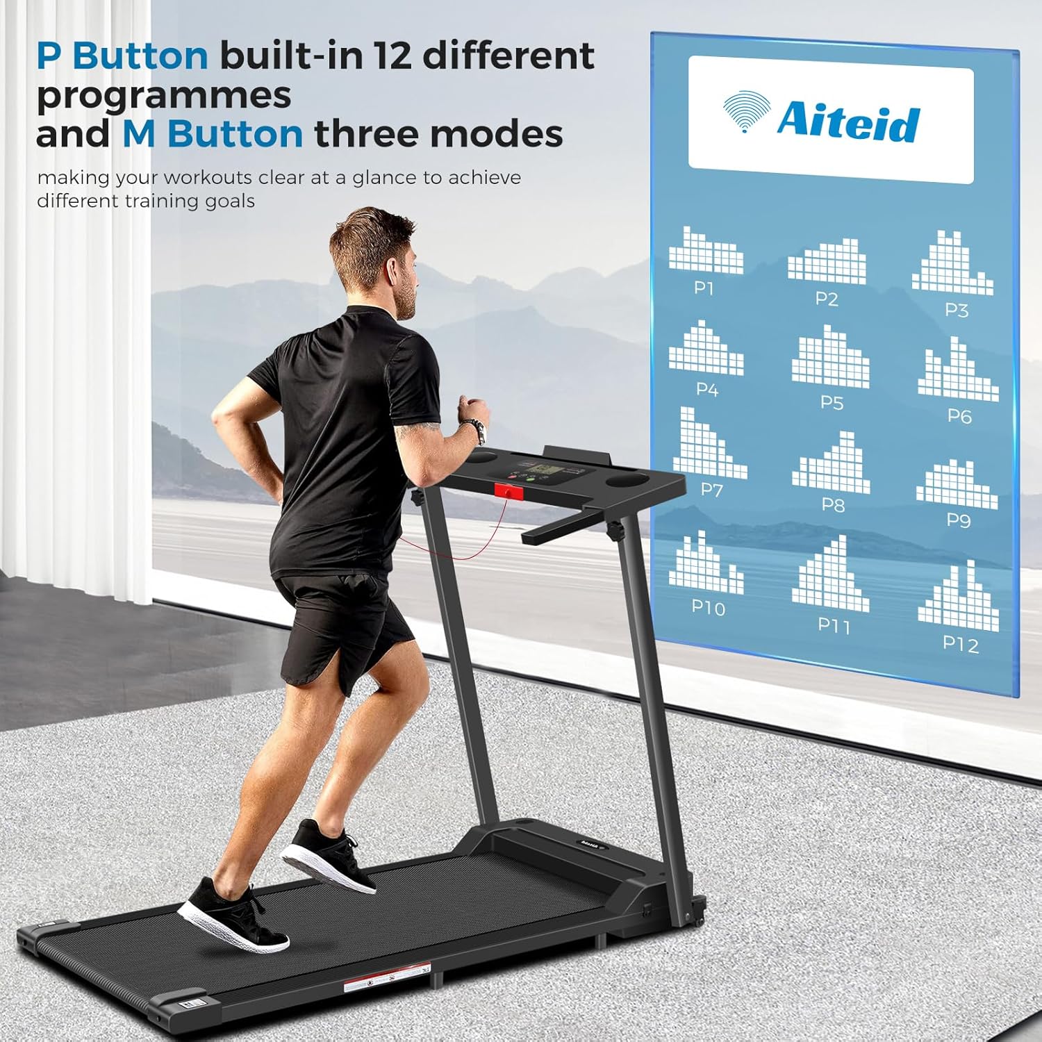 Treadmill with Handles, 2025 Upgraded Small Treadmills Home, Portable Electric Treadmills for Home 300 lbs Capacity,Walking Pad Treadmill,Lightweight Folding Foldable Walking Pad with LED Display - Image 5