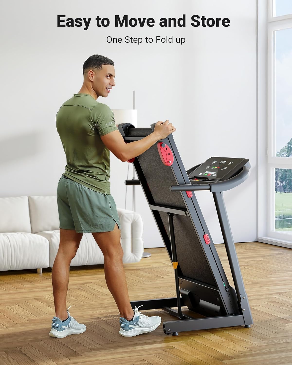 THERUN Home Treadmill with Incline Adjust, 3.0 HP Treadmill, Heart Rate Monitoring, Wider Running Belt - Image 6