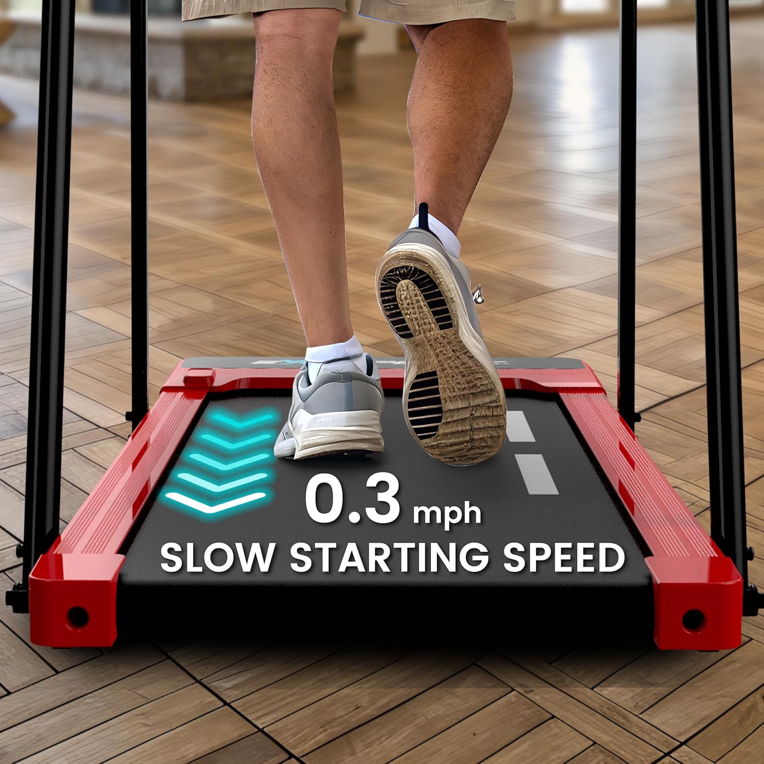 Senior Fitness Treadmill, 400 lb Capacity, Safe Design with Full-Length Rails, Low Step-Up Height, 0.2–4 MPH Motorized Walking Treadmill for Elderly, Recovery & Home Exercise - Image 3