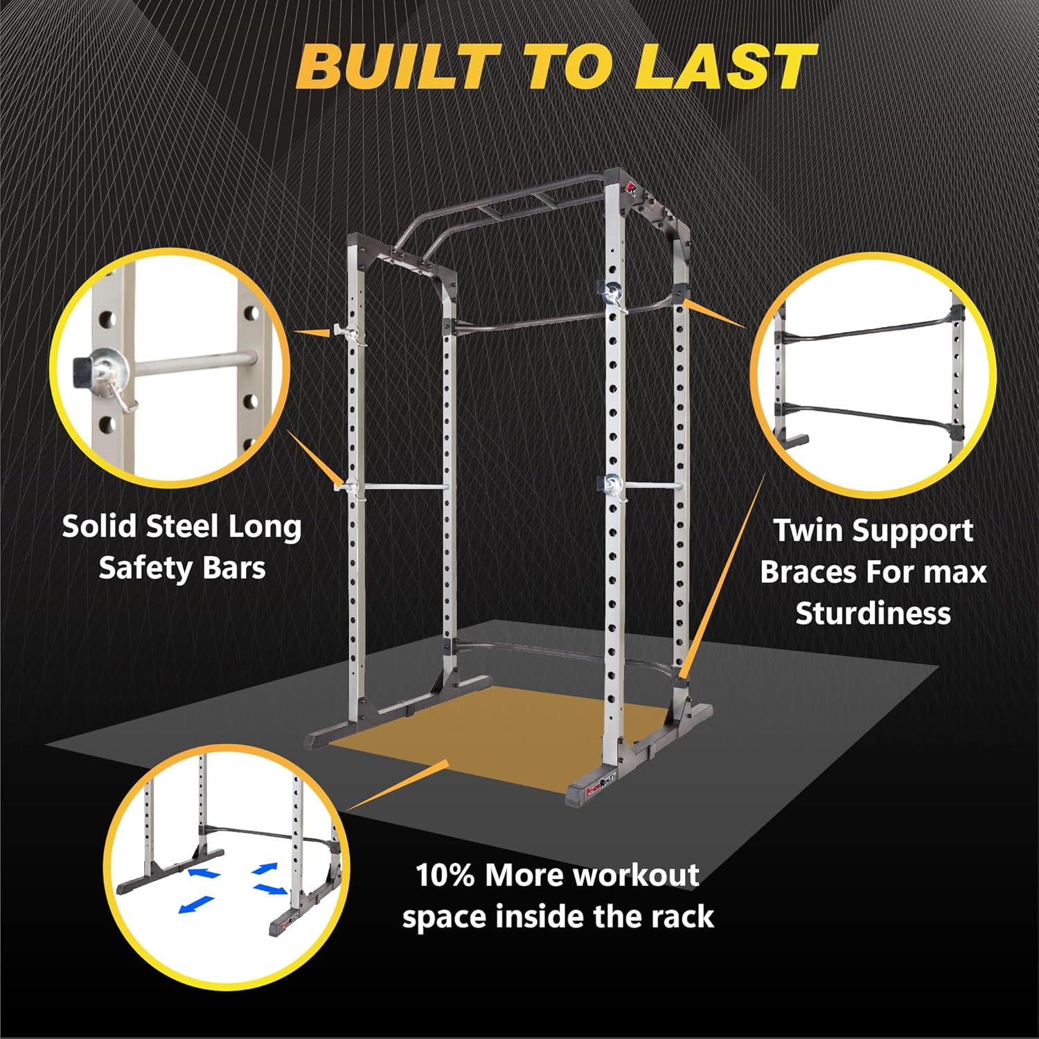 Fitness Reality Power Cage Squat Rack with Optional LAT Pulldown, Cable Crossover, 800 lb Capacity, Multi-Grip Pull-Up Bar, Adjustable Safety Bars, Strength Training for Home Gym - Image 3