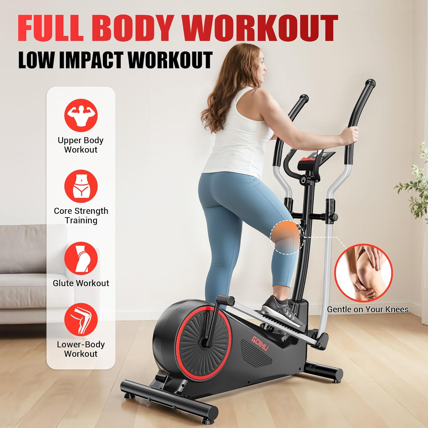 Elliptical Machine, Elliptical Exercise Machine for Home with Hyper-Quiet Magnetic Driving System, Elliptical Trainer with 15.5IN Stride, 350LBS Loading Capacity - Image 4