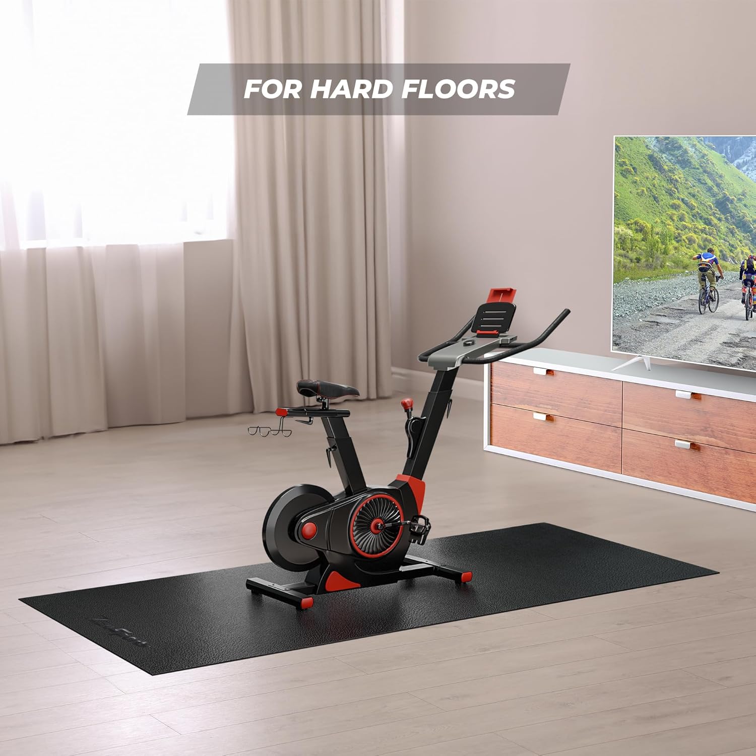 ZENY Exercise Equipment Mat 96''x38'', Exercise Bike, Elliptical, Treadmill Mat, Bike Trainer Pad for Gym Equipment Floor Protector, 6mm Thick - Image 4